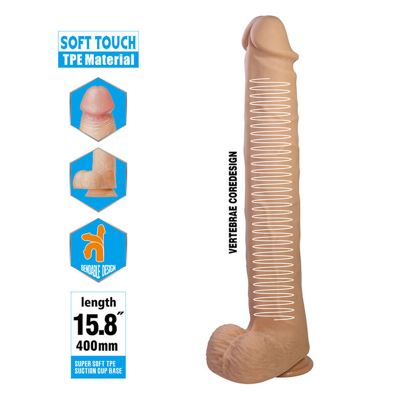 Pretty love - pat flexible realistic dildo with suction cup flesh 40 cm -Ø- 6 cm 5