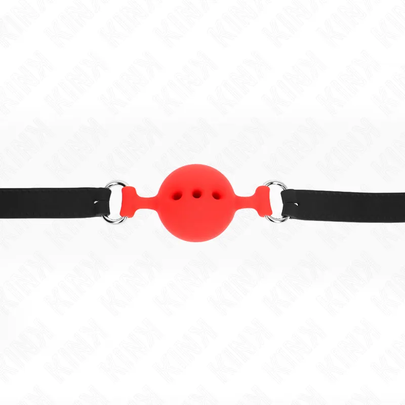Kink - Full Silicone Gag 55 X 2 Cm With 4.5 Cm Ball Size M Red Adjustable 35-51 Cm 3