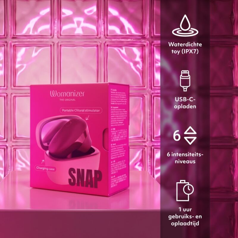 Womanizer - snap suction clitoral stimulator 6 intensity levels crushed berry 10