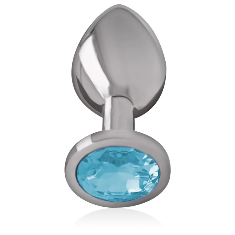 Intense - Metal Aluminum Anal Plug With Blue Glass Size L - Análny Kolík 1