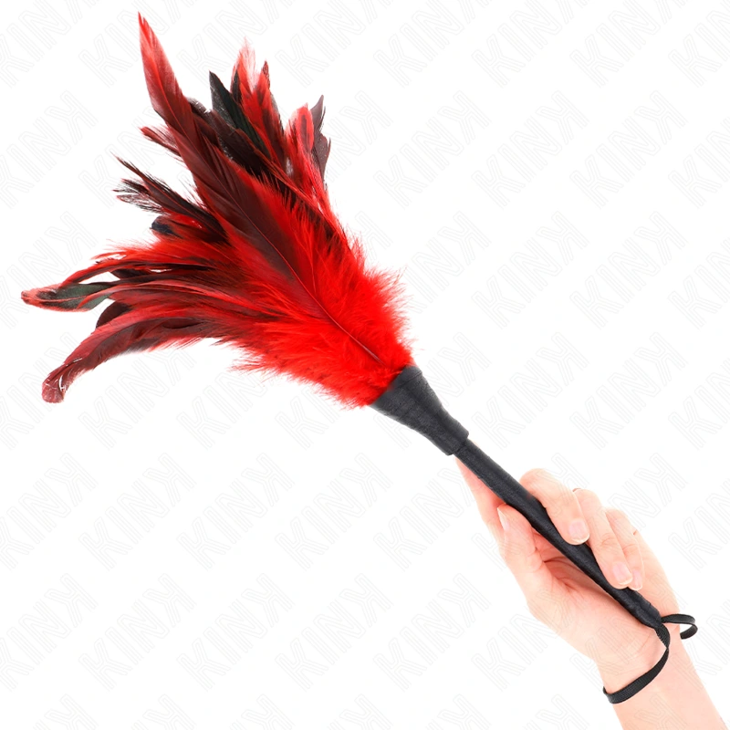 Kink - red maids horn shaped tickle chicken feathers 36 cm
