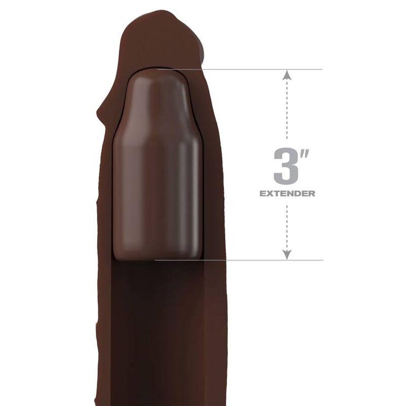 Pipedreams Extension W Strap 17,78 Cm Brown - Návlek Na Penis