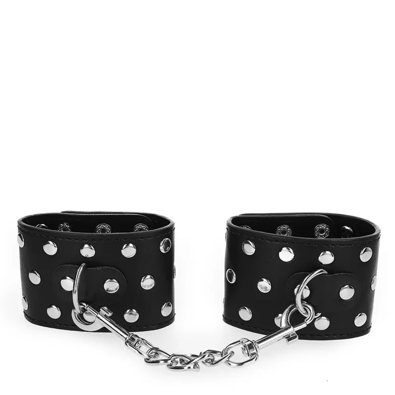 Kink - Wrist Restraints With Snap Fasten Full Of Rivets Black Adjustable 19-24 Cm X 5.5 Cm 2