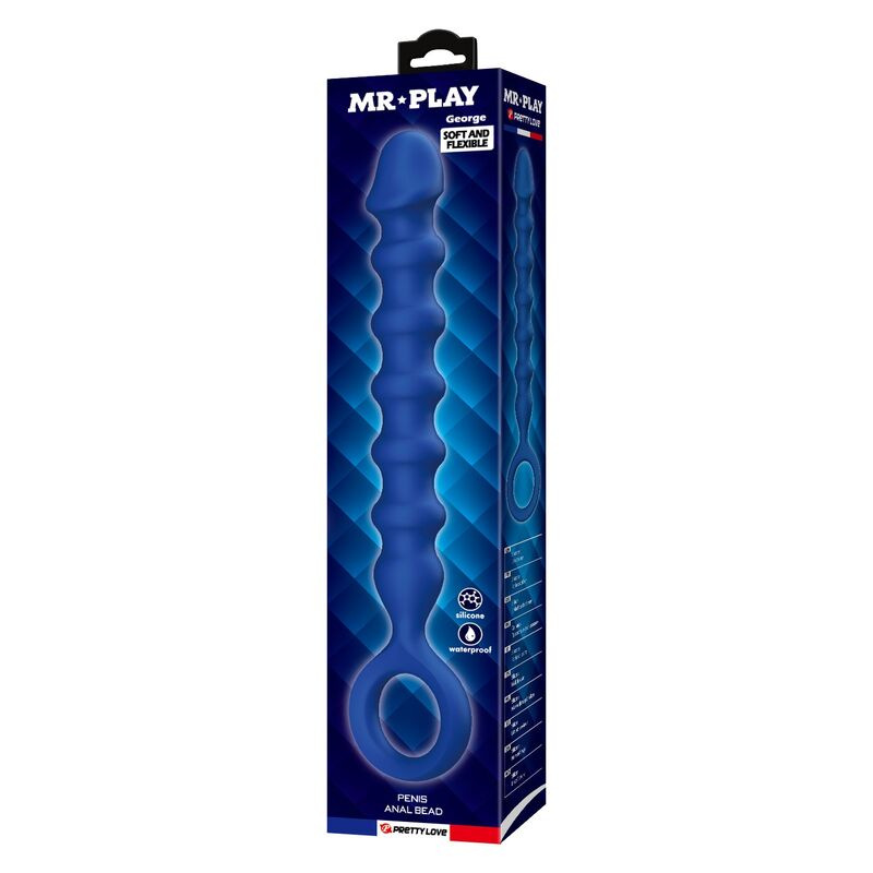 Mr play - blue silicone anal beads & anal plug -Ø- 3,4 cm - 28.5 cm 2