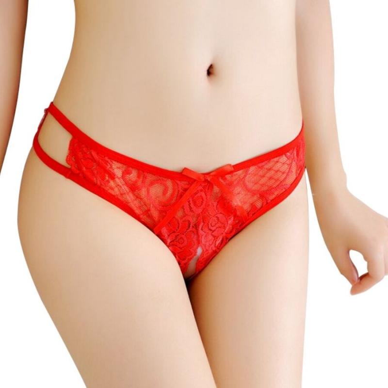 Queen Lingerie Open Crothless Panties One Size - Red