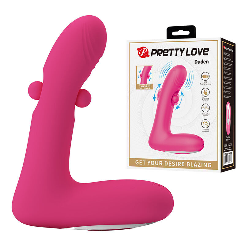 Pretty love - duden rechargeable silicone vibrator 12 vibration modes and 3 rocking modes pink