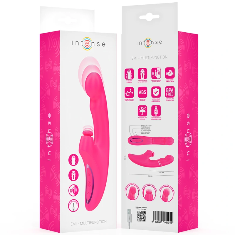 Intense - emi vibrator 13.5 cm multifunction 3 in 1 10 vibrations pink 7