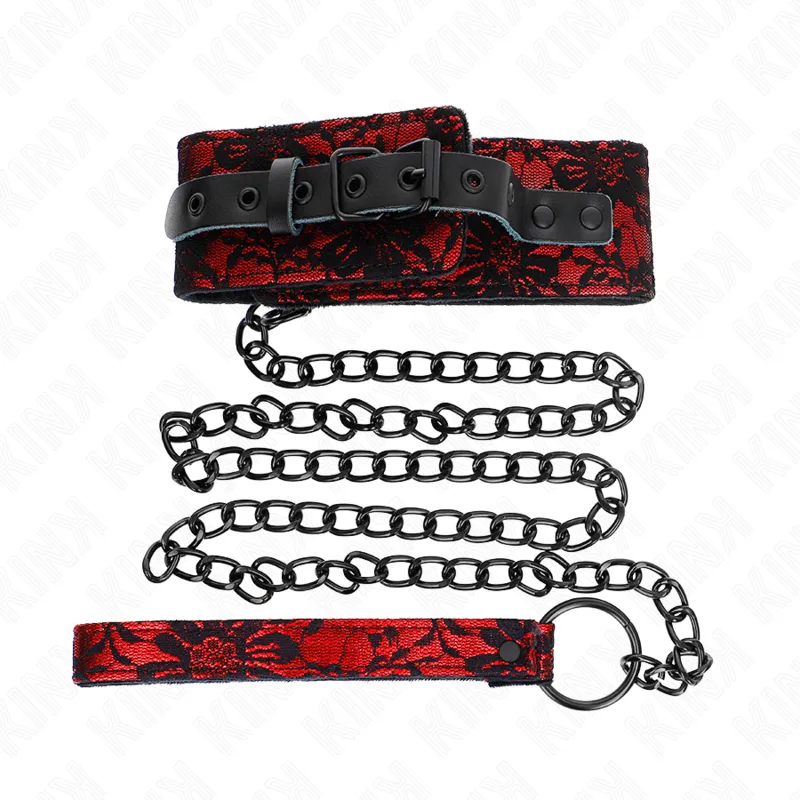 Kink - Lace Necklace With Belt With Real Leather Belt 105 Cm / 44 X 5.5 Cm