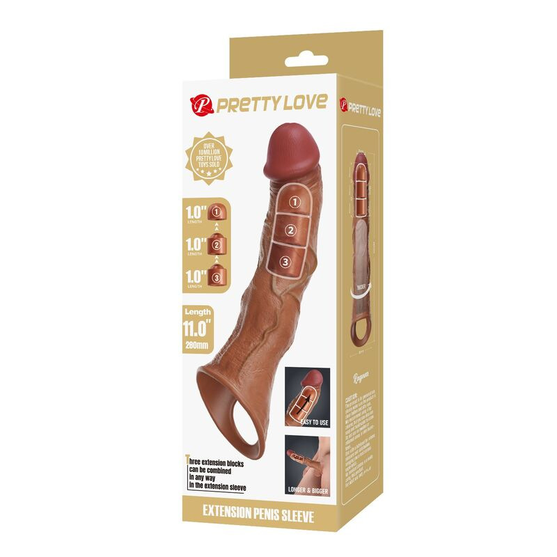 Pretty love - adjustable penis extension sleeve 28 cm Ø 4.5 cm brown 1