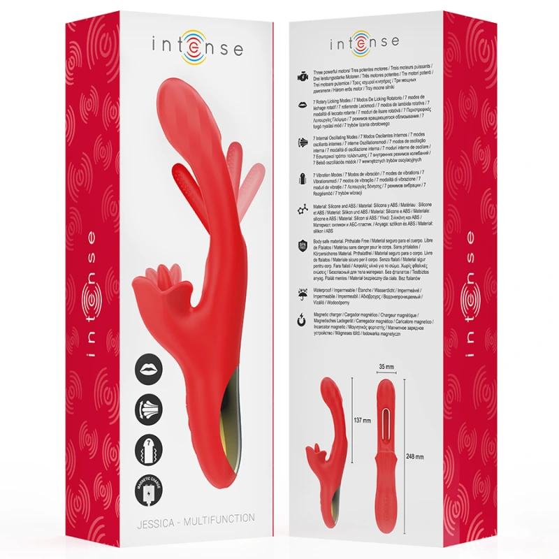 Intense - jessica multifunction vibrator clitoris stimulation 24.8 cm red 7