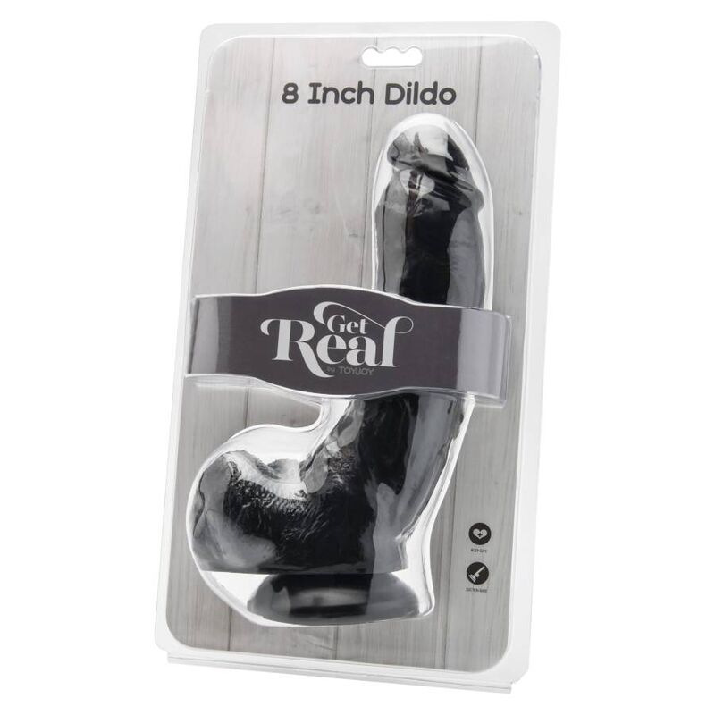 Get real - dildo 20,5 cm with balls black 1