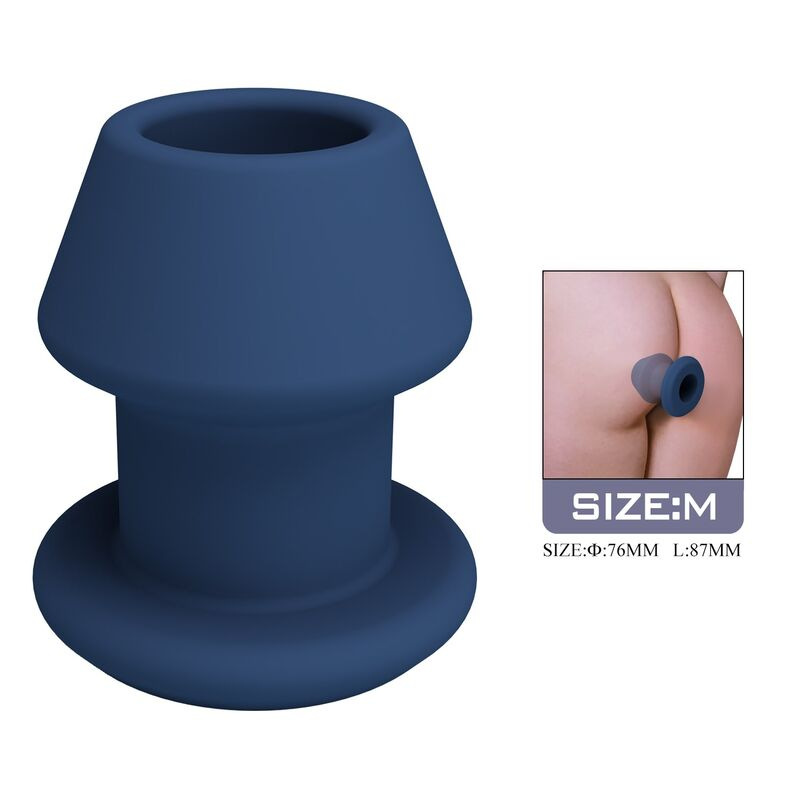 Mr play - jack blue silicone hollow anal plug size m 1