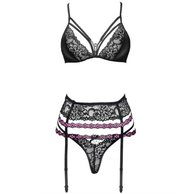 Livco Corsetti Fashion - Snehana Lc 90443 Bra + Garter Belt + Panty Black 2