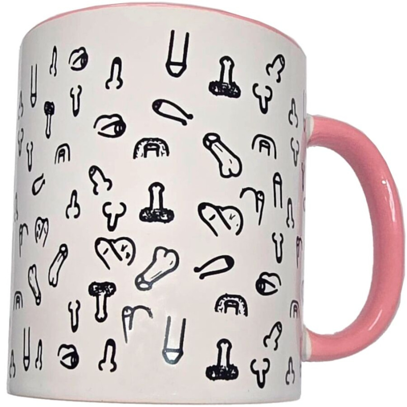 Diablo picante - white penis mug with pink handle 370 m
