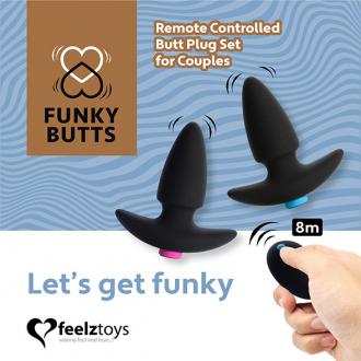 Feelztoys Funkybutts Remote Controlled Butt Plug Set - Análne Kolíky Pre Páry