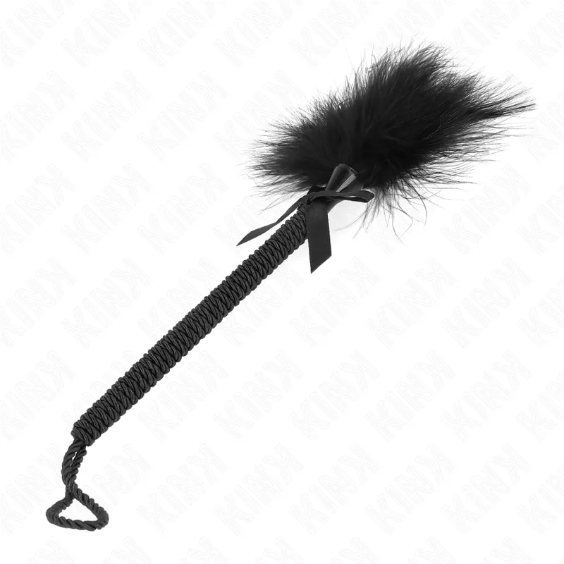 Kink - Nylon Rope Wand With Tickle Feathers And Black Bow 25 Cm