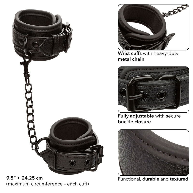 Calexotics - nocturnal leather wrist cuffs adjustable black 3