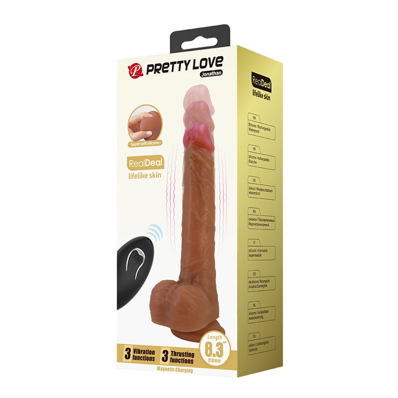 Pretty love - jonathan realistic thrusting vibrator with remote control brown 8