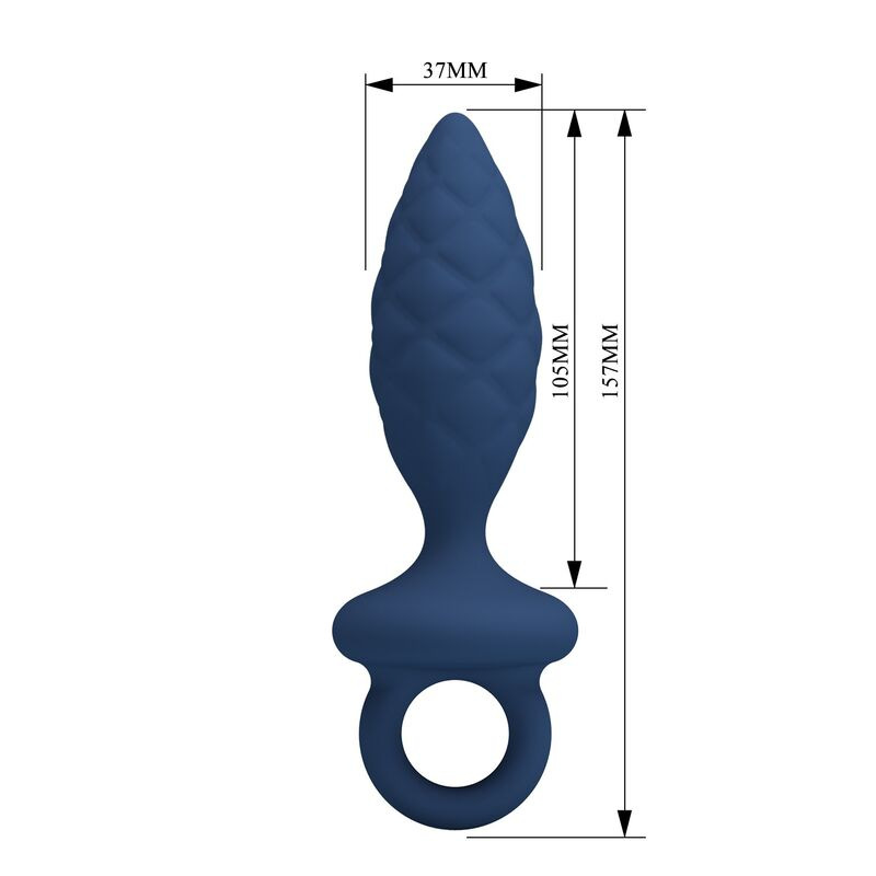 Mr play - textured anal plug with ring blue l 7
