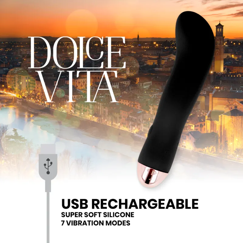 Dolce Vita Rechargeable Vibrator Two Black 10 Speed