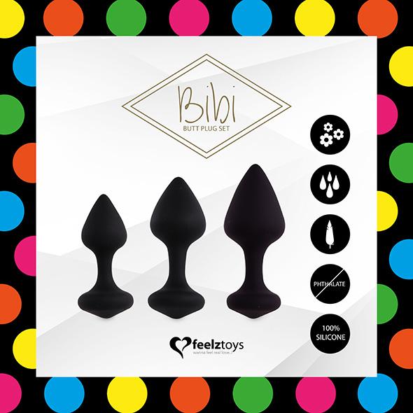 Feelztoys - Bibi Butt Plug Set 3 Pcs Black - Sada Análnych Kolíkov 9