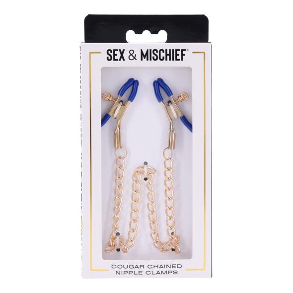 Sportsheets - Cougar Chained Nipple Clamps Gold 8