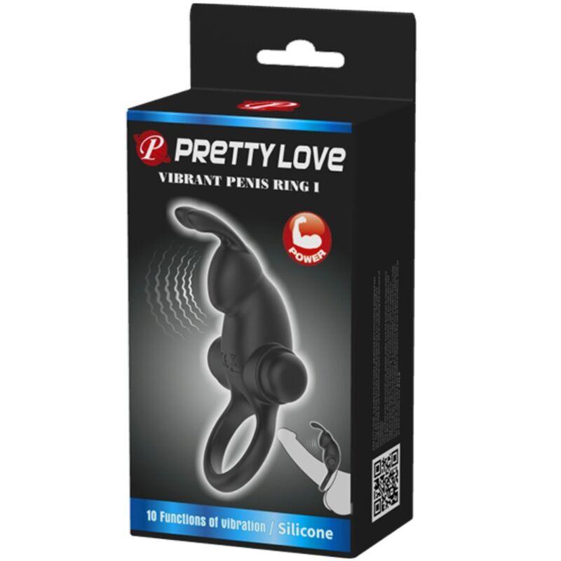 Pretty love - vibrating ring + rabbit clitoris stimulator 10 vibrations black 5