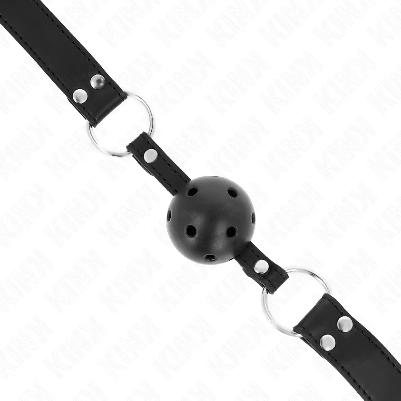 Kink - Breathable Ball 4 Cm Gag With Double Rivet Model 1 Black 62.5 X 2.5 Cm Adjustable 4 3