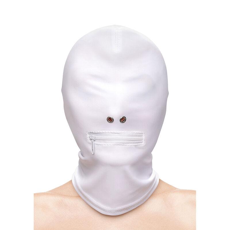 Ns novelties - fetish & fashion closed zippered mouth hood nylon white