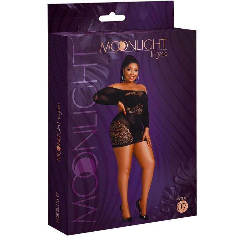 Moonlight - Model 7 Long Sleeve Dress Black Plus Size 2
