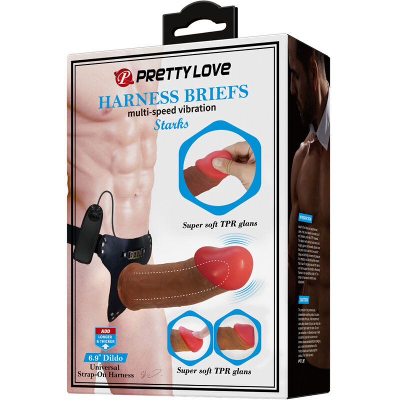 Pretty love - starks harness briefs multi-speed vibration dildo 17,5 cm light brown 8