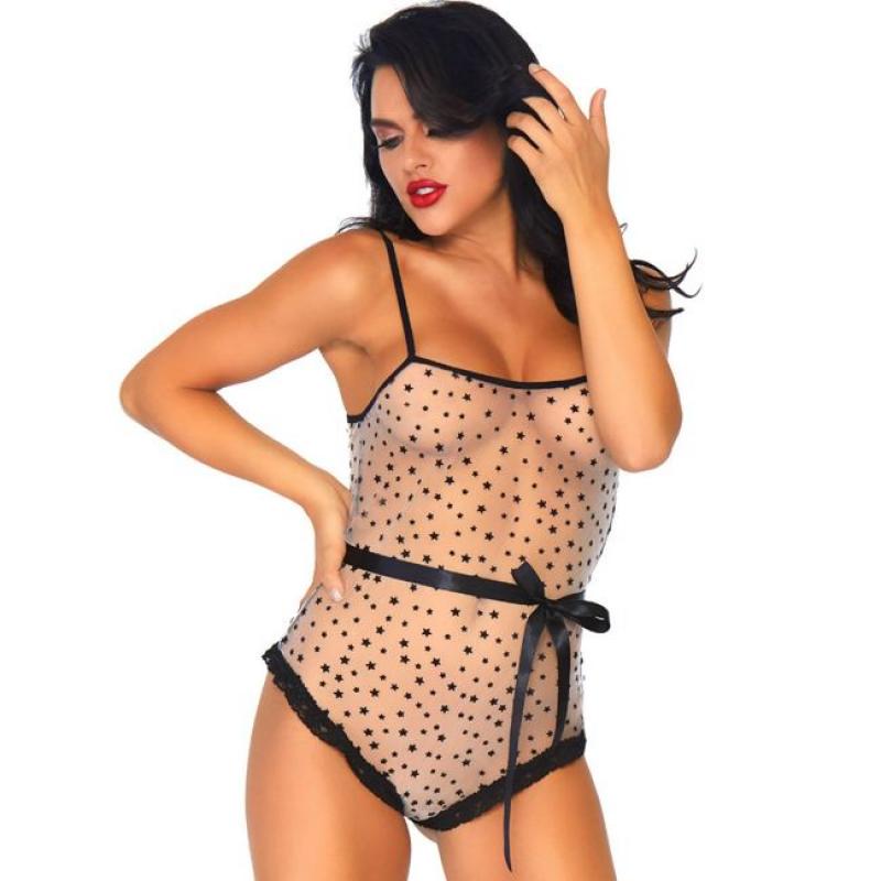 LEG AVENUE FLOCKED STAR TEDDY WITH TIE M