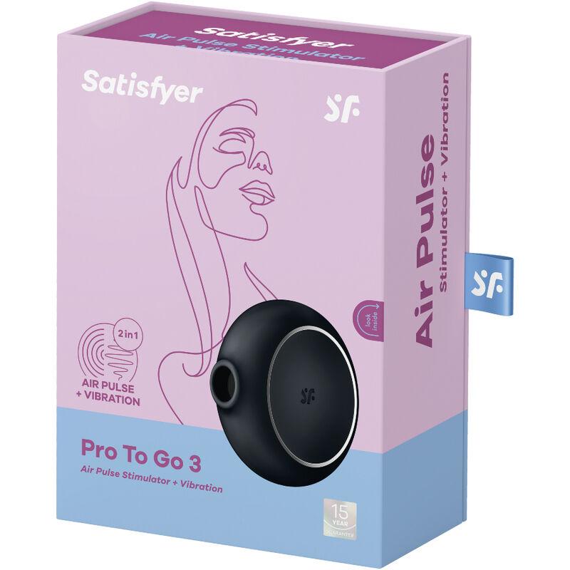 Satisfyer Pro To Go 3 Air Pulse Stimulator & Vibrator - Black - Stimulátor Klitorisu 4