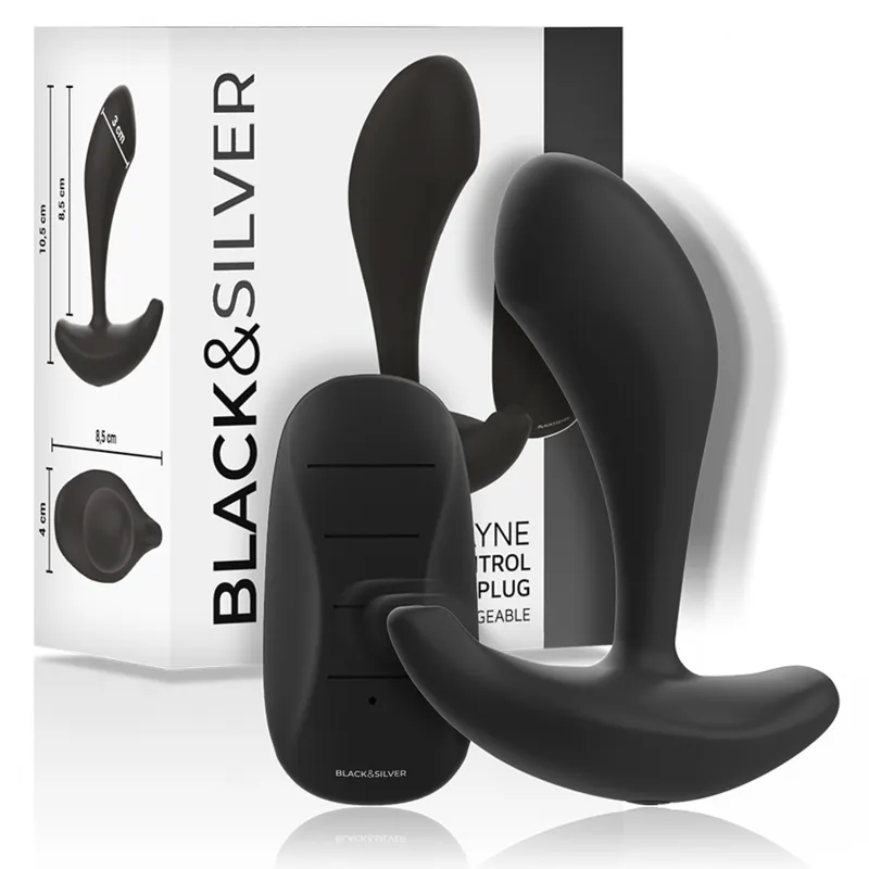 Black&Silver - Dwayne Anal Plug Silicone Remote Control