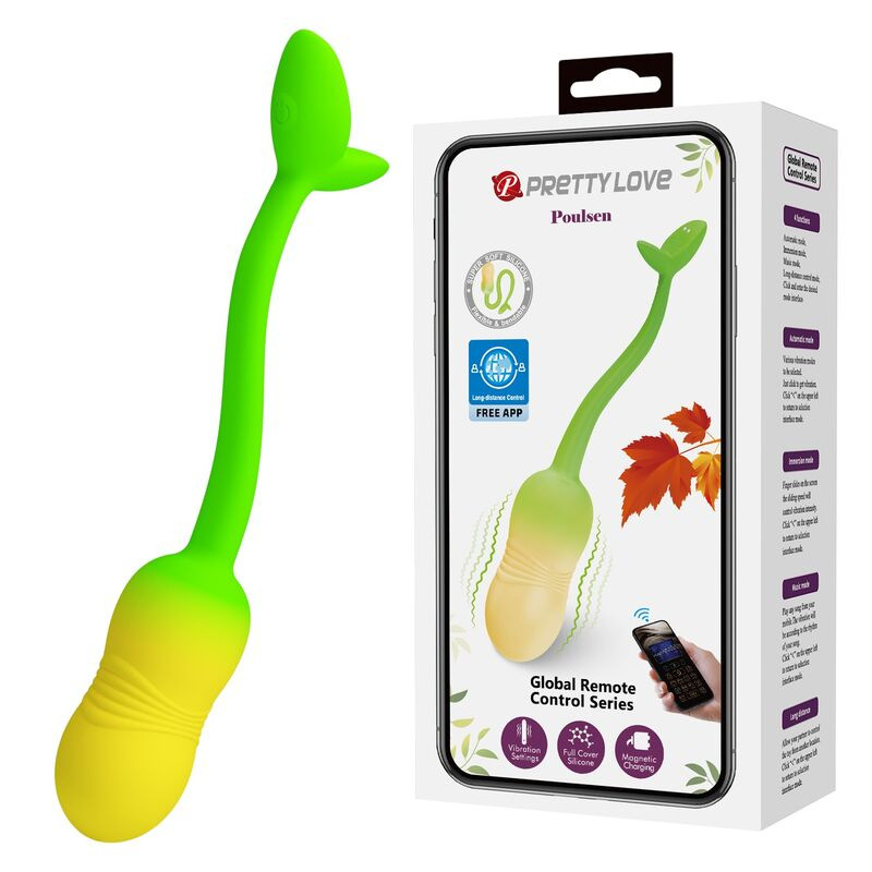 Pretty love - pulsen app control vibrating egg 12 functions usb rechargeable green-yellow