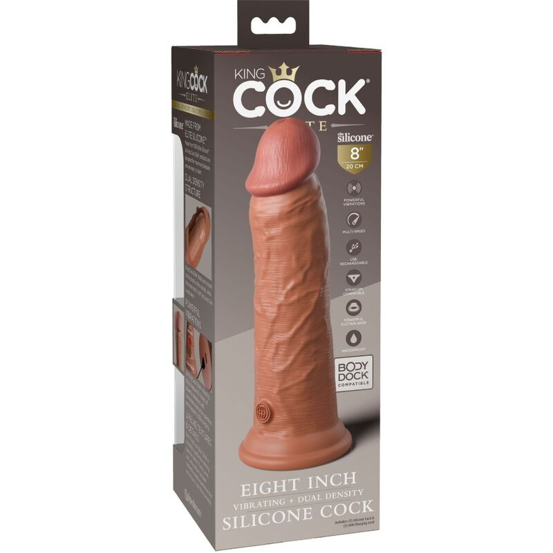 King cock - elite realistic dildo vibrating & silicone 20.3 cm caramel 5