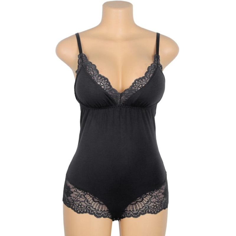 Subblime - Black Floral Lace Detail Teddy S/M 5