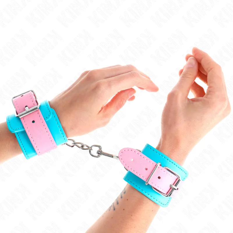 Kink - Cute Wrist Restraints Blue / Pink Adjustable 16-28 Cm X 5 Cm 3