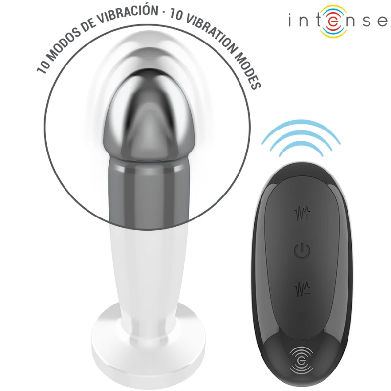 Intense - anal plug 10 vibrations metal dildo with remote control s 3