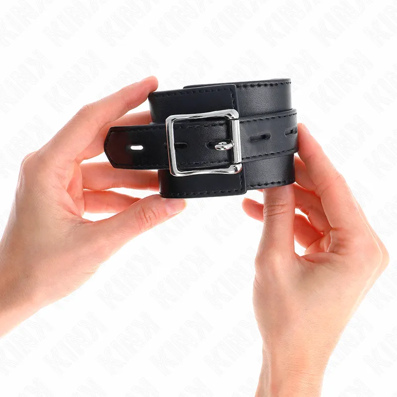 Kink - Wrist Restraints Black With Black Belt Adjustable 17-28 Cm X 6 Cm 2