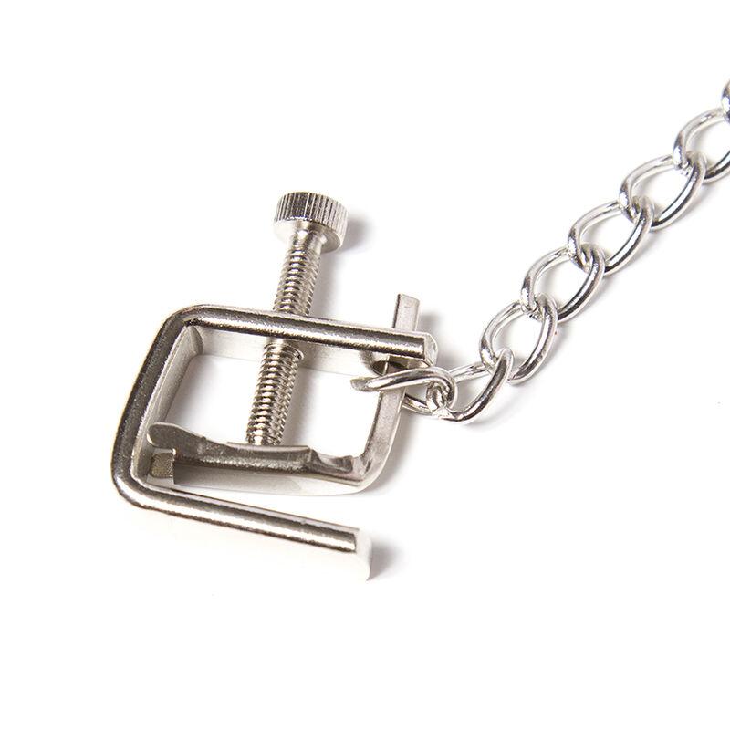 Ohmama Fetish Metallic Screw Nipple Clamps And Chain 1