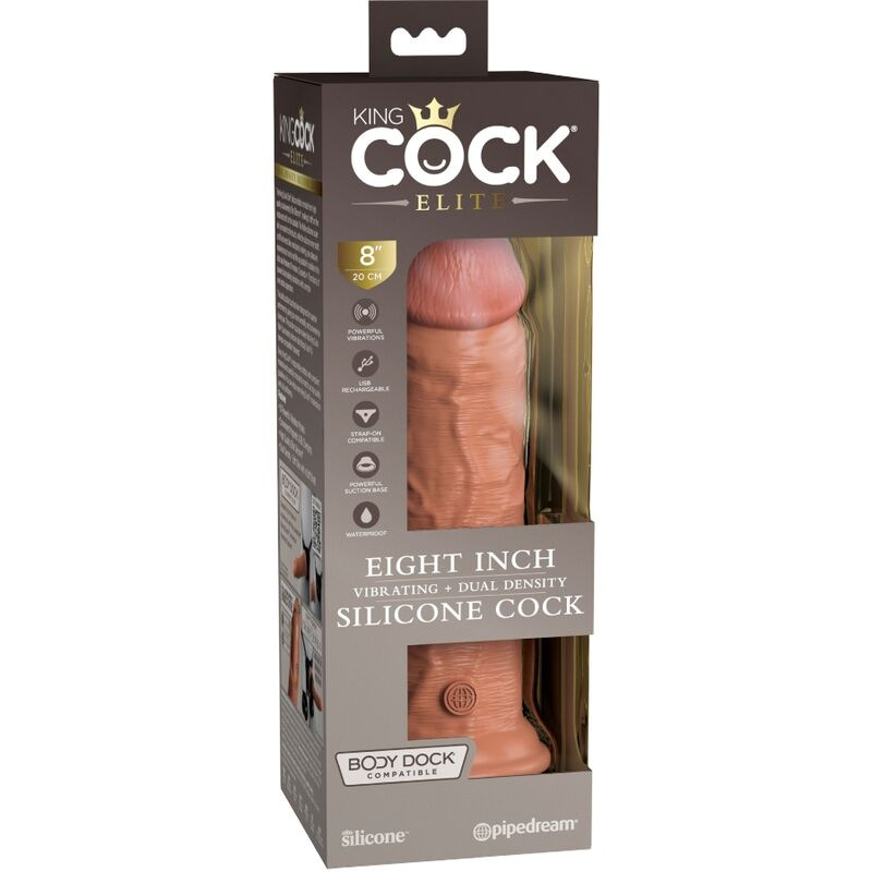 King cock - elite realistic dildo vibrating & silicone 20.3 cm caramel 6