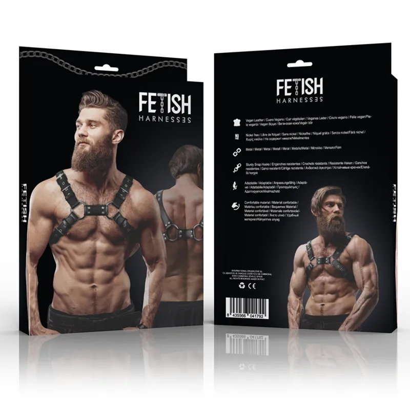 Fetish Submissive Attitude&Trade; - Men&Apos;S Adjustable Eco-Leather Chest Bulldog Harness 1
