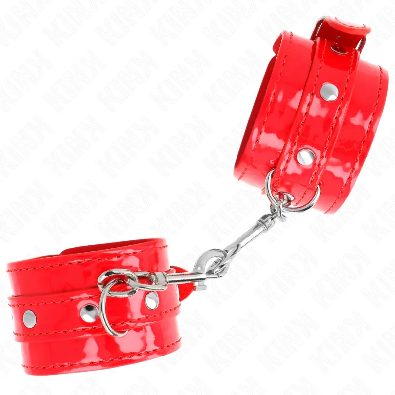 Kink - Shiny Hand Cuffs Red Adjustable 23-33 Cm