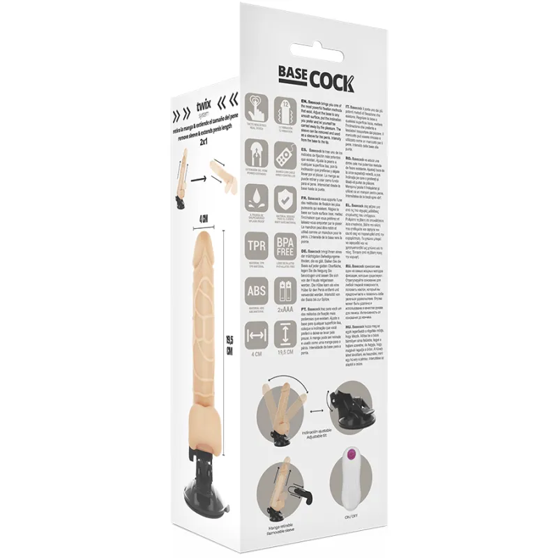 Basecock Realistic Vibrator Remote Control Natural 19.5cm 4