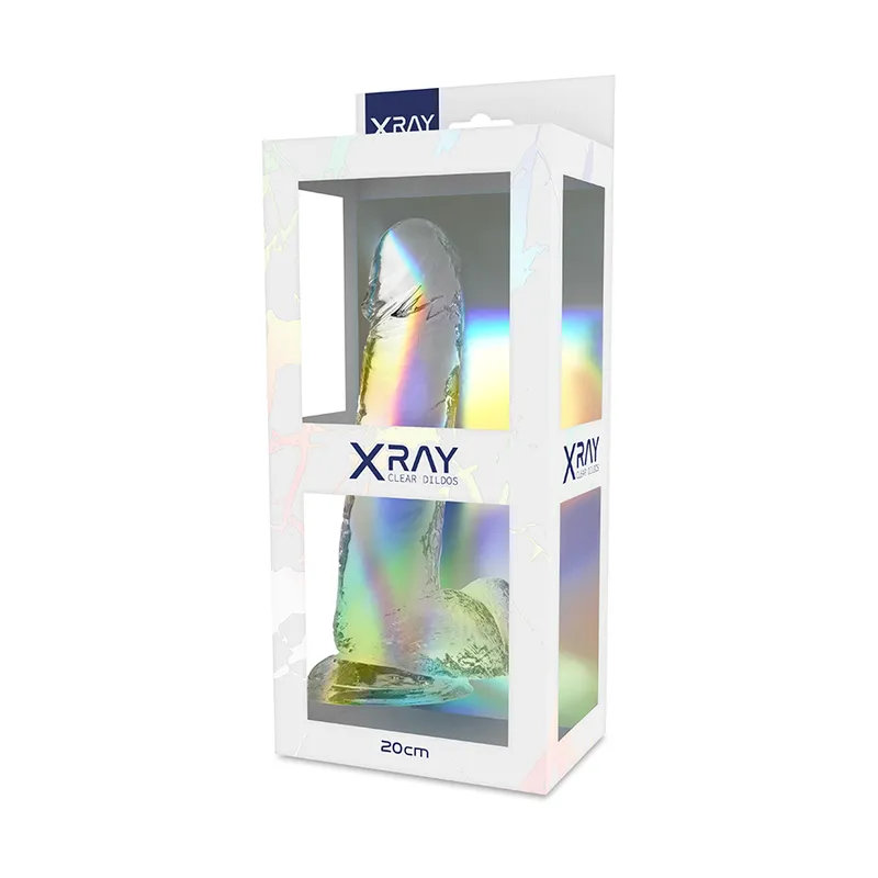 Xray Harness + Clear Cock With Balls  20cm X 4.5cm - Pripínací Penis