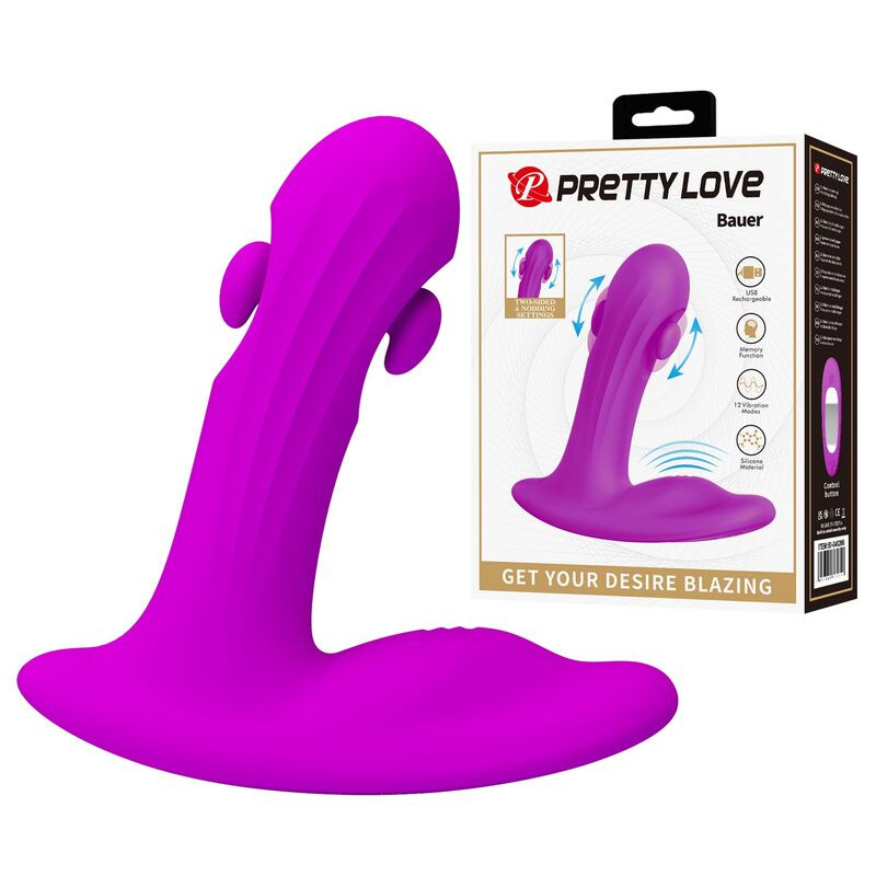 Pretty love - bauer rechargeable prostate massager 12 modes purple