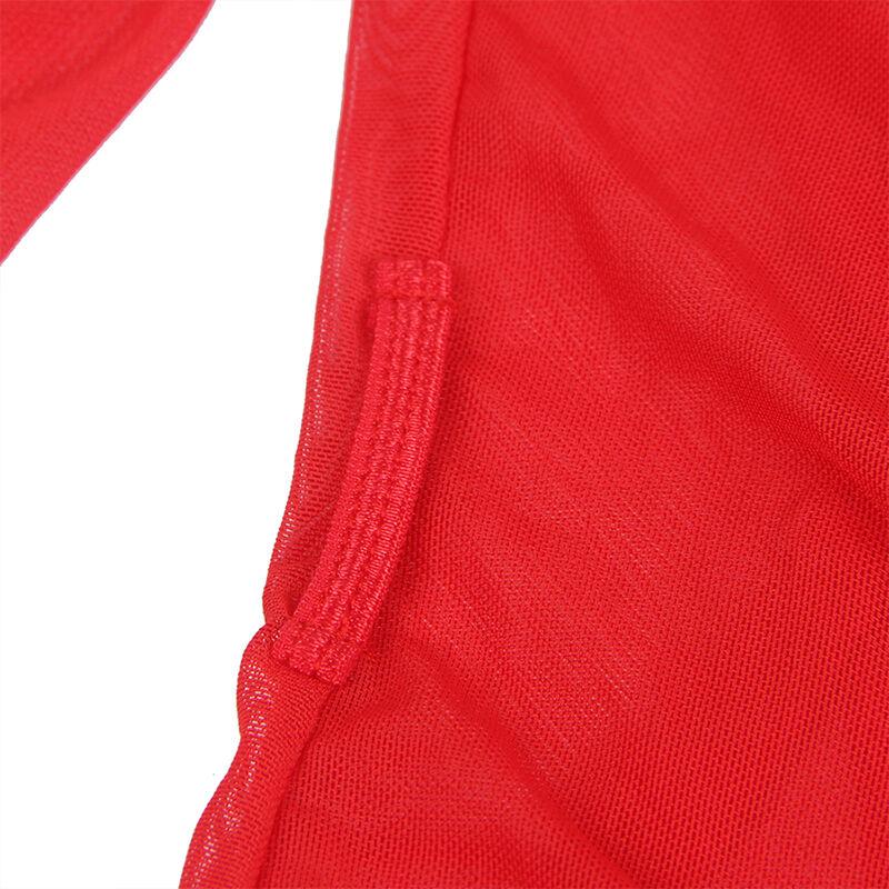 Subblime - Transparent Fabric Robe With Lace Detail Red S/M 8