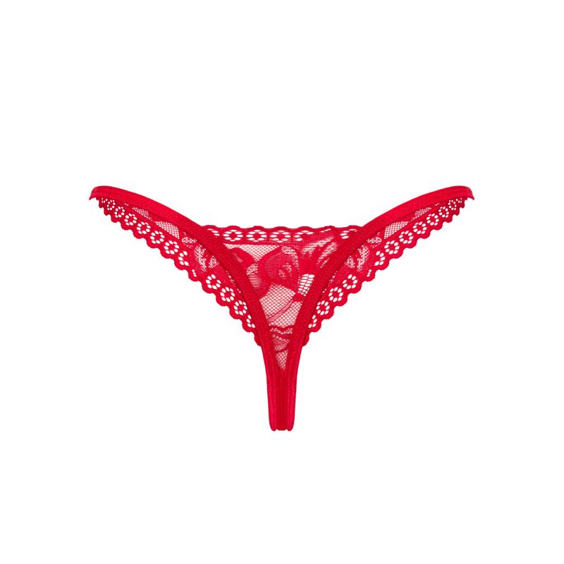 Obsessive - Lacy Thong Red Xs/S 3