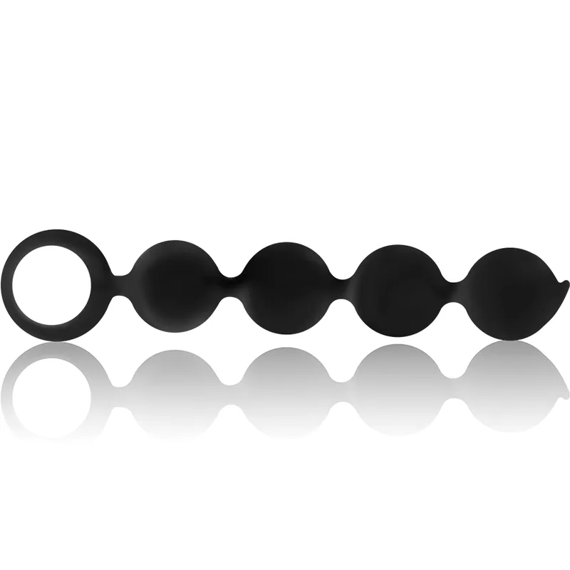 Black&Silver Lennon Silicone Anal Beads 15cm - Análne Guličky